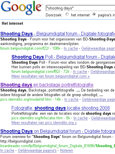 Shooting days in Google